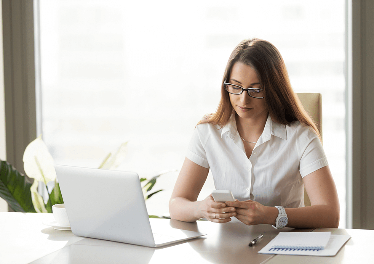 Healthcare business owner reviewing dashboards